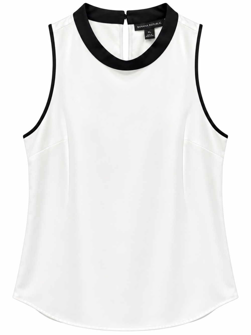 Banana Republic Satin Mock-Neck Contrast Trim Top